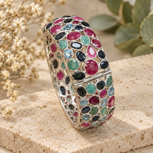 Cargar imagen en el visor de la galería, Four Mixed Gemstones with Silver Bangle