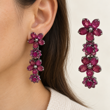 Load image into Gallery viewer, Ruby Flower Hanging Earrings