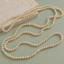 将图片加载到图库查看器,White Round Pearl 8mm Long Necklace