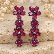 Load image into Gallery viewer, Ruby Flower Hanging Earrings