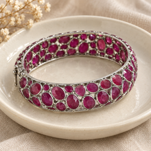 Load image into Gallery viewer, Ruby Bangle with White Gold Plating