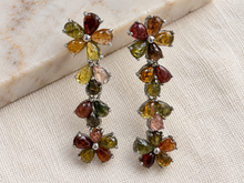 Load image into Gallery viewer, Multicolor Tourmaline Flower Style Long Earrings