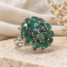 Загрузить изображение в средство просмотра галереи, Emerald Ornate Cluster Ring