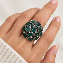 Cargar imagen en el visor de la galería, Emerald Oval Mosaic Statement Ring