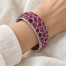 Load image into Gallery viewer, Ruby Bangle with White Gold Plating