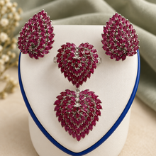Load image into Gallery viewer, Ruby Heart Shaped Ring and Earring Set