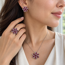 Load image into Gallery viewer, Ruby with Diamonique Flower Design Set
