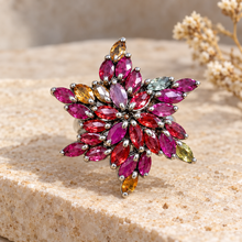 Cargar imagen en el visor de la galería, Ruby & Mixed Gemstone Starfish Ring in Sterling Silver