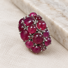 Load image into Gallery viewer, Ruby Cabochon Cluster Earring