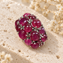Load image into Gallery viewer, Ruby Cabochon Cluster Earring