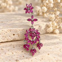 Load image into Gallery viewer, Ruby Floral Dangling Earring
