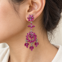 Load image into Gallery viewer, Ruby Floral Dangling Earring