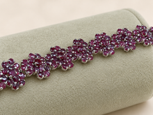 Load image into Gallery viewer, Triple Flower Ruby Sterling Silver Bracelet
