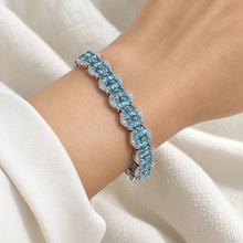 Load image into Gallery viewer, Aquamarine & Diamonique Sterling Silver Bracelet