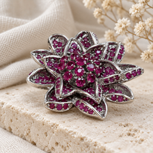 Cargar imagen en el visor de la galería, Ruby Big Flower Silver Ring