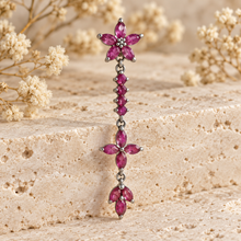 Load image into Gallery viewer, Ruby Star Shape Dangling Earring