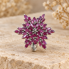 Load image into Gallery viewer, Ruby Starburst Ring in Sterling Silver