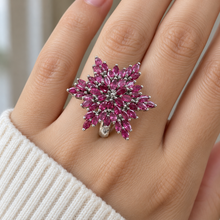 Load image into Gallery viewer, Ruby Starburst Ring in Sterling Silver