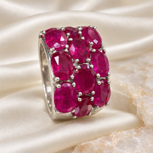 Load image into Gallery viewer, Ruby Triple Line Ring in Sterling Silver