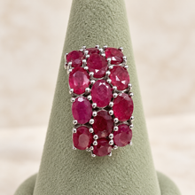 Load image into Gallery viewer, Three Row Ruby & White Zircon Ring in Rhodium-Plated Sterling Silver