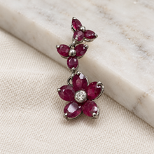 Load image into Gallery viewer, Ruby Triple Flower Hanging Earrings