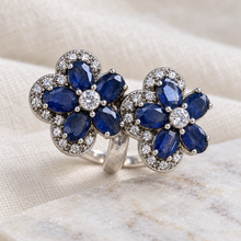 Load image into Gallery viewer, Sapphire Flower with Diamonique Ring