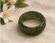Load image into Gallery viewer, Earth Green Jade Band Rings