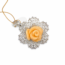 Cargar imagen en el visor de la galería, Angel Skin Coral Rose Earrings and Pendant Set