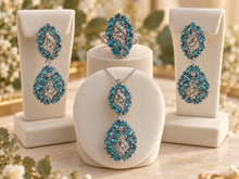 Load image into Gallery viewer, Blue Zircon Hanging with Sterling Silver Set