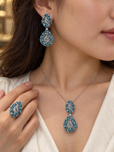 Load image into Gallery viewer, Blue Zircon Hanging with Sterling Silver Set