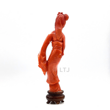 将图片加载到图库查看器,Salmon red coral carving from Qing Dynasty