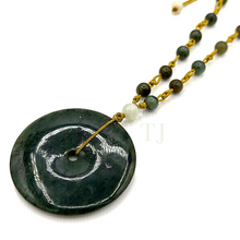 Load image into Gallery viewer, Jadeite necklace with ancient Chinese coin shaped pendant