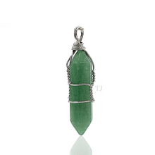 Load image into Gallery viewer, Natural gemstones wire-wrapped point pendant