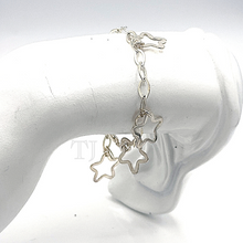 Load image into Gallery viewer, Sterling silver bracelet with star charms