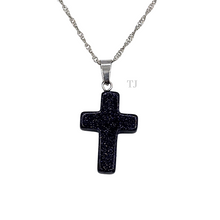 将图片加载到图库查看器,Blue Gold Sandstone cross pendant