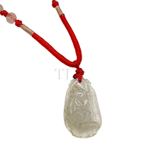 将图片加载到图库查看器,closer view of Burmese Jade Figure Pendant with red silk string with small jade beads