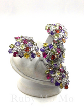 Load image into Gallery viewer, Multi-colored gemstones heart-shaped set (sterling silver)