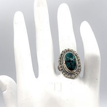 Load image into Gallery viewer, Blue turquoise antique ring in sterling silver