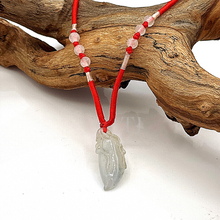 将图片加载到图库查看器,Burmese Jade Figure Pendant with red silk string with small jade beads