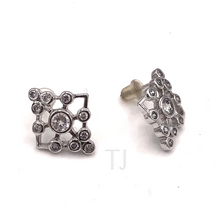 Load image into Gallery viewer, Square shaped Diamonique earrings in sterling silver
