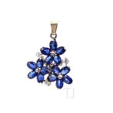 Load image into Gallery viewer, Sapphire triple flower pendant in sterling silver