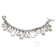 Load image into Gallery viewer, Sterling silver bracelet with fish charms