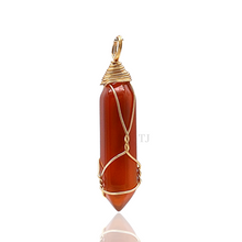 Load image into Gallery viewer, Natural gemstones wire-wrapped point pendant