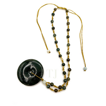 Load image into Gallery viewer, Jadeite necklace with ancient Chinese coin shaped pendant