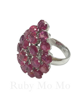 Load image into Gallery viewer, Tear shaped ruby ring in sterling silver