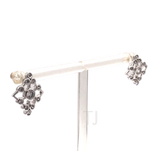 Load image into Gallery viewer, Square shaped Diamonique earrings in sterling silver