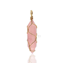Load image into Gallery viewer, Natural gemstones wire-wrapped point pendant