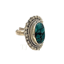 Load image into Gallery viewer, Blue turquoise antique ring in sterling silver