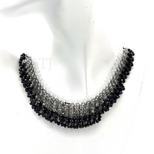 Load image into Gallery viewer, Black and white Swarovski Necklace with sterling silver clasp