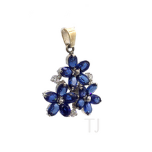 Load image into Gallery viewer, Sapphire triple flower pendant in sterling silver